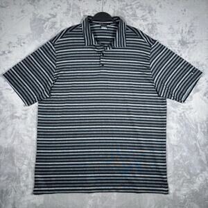 Nike Tiger Woods Dri-FIT Striped Polo Black Gray XL Golf